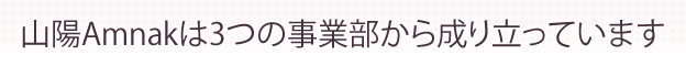 山陽Amnakでは3つの事業部から成り立っている